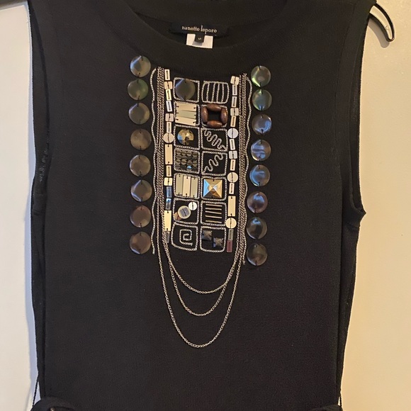 Nanette Lepore Little black dress chain and bead M - Picture 2 of 7